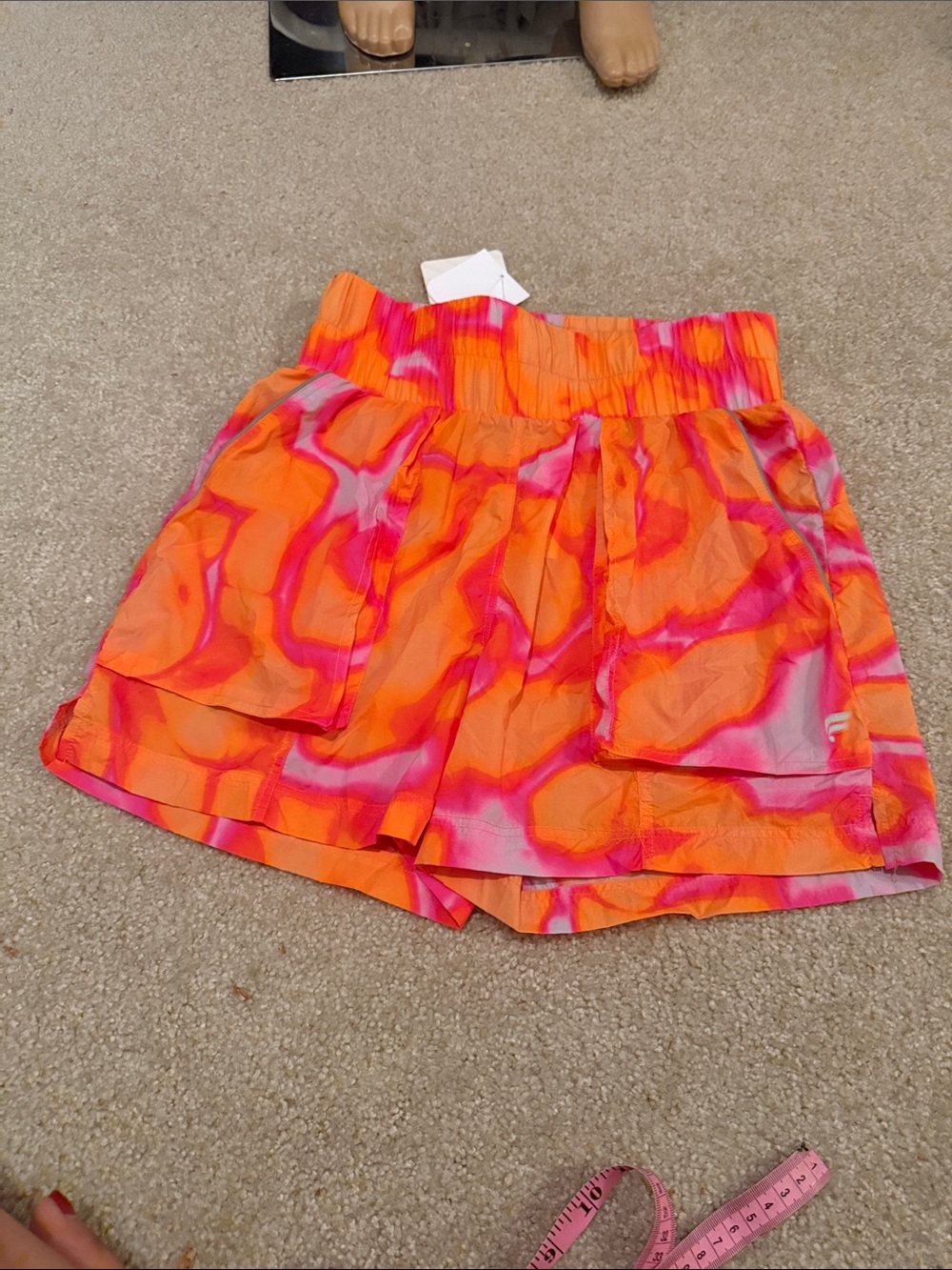 Fabletics Bright Orange & Pink Patterned Women's Shorts